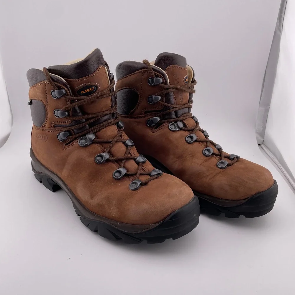 AKU Gore-Tex Brown Leather Hiking Boots Vibram Sole Mens 6 Womens 7.5‎ 132/1